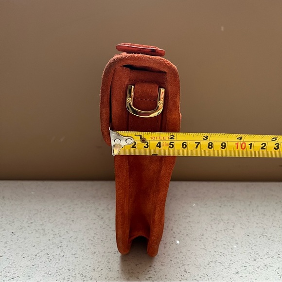 Tory Burch Orange Suede Gold Hardware Top Handle Crossbody Bag Purse - Picture 15 of 16